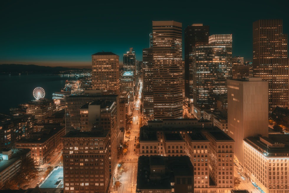Seattle night Smith Tower Skyline de Seattle de nuit vue depuis Smith Tower